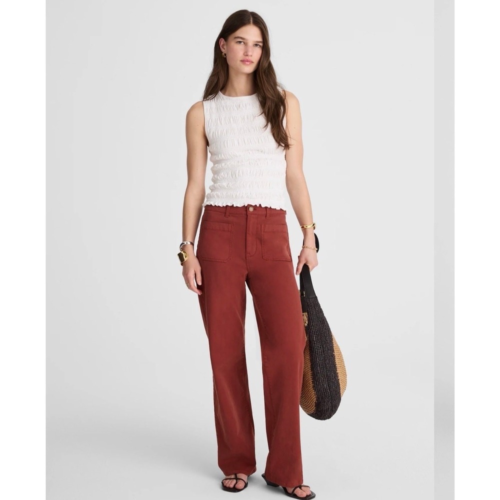 Madewell Emmett Wide-Leg Hi Rise Cropped Trouser Pants Maroon Women's Size 27
